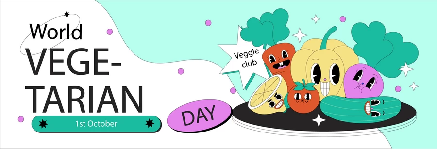 复古潮流趣味创意卡通水果蔬菜食品元素插画海报AI矢量设计素材【003】